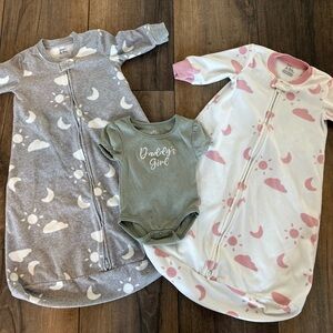 Carter's Sleep Sacks and Bodysuit Set - Gray, Pink, and Green 6-9 months girl